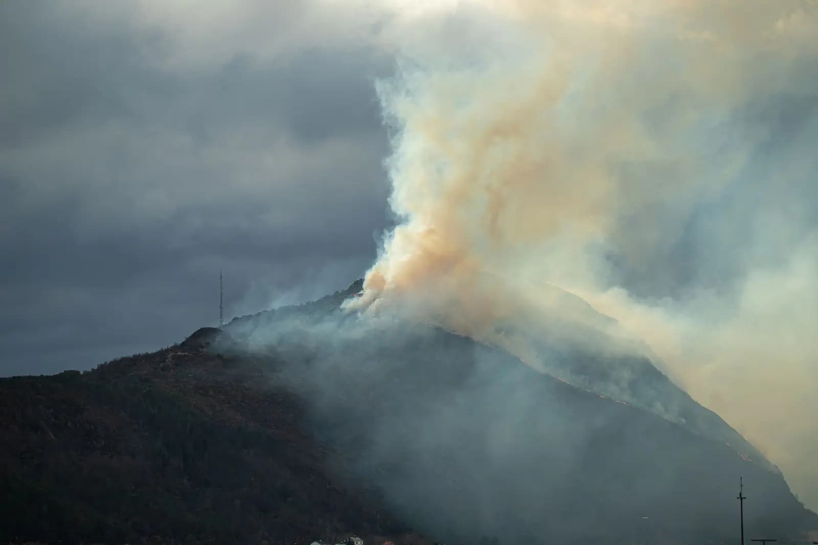 Kabut asap tebal menyelimuti lanskap perkebunan terlihat dari ketinggian